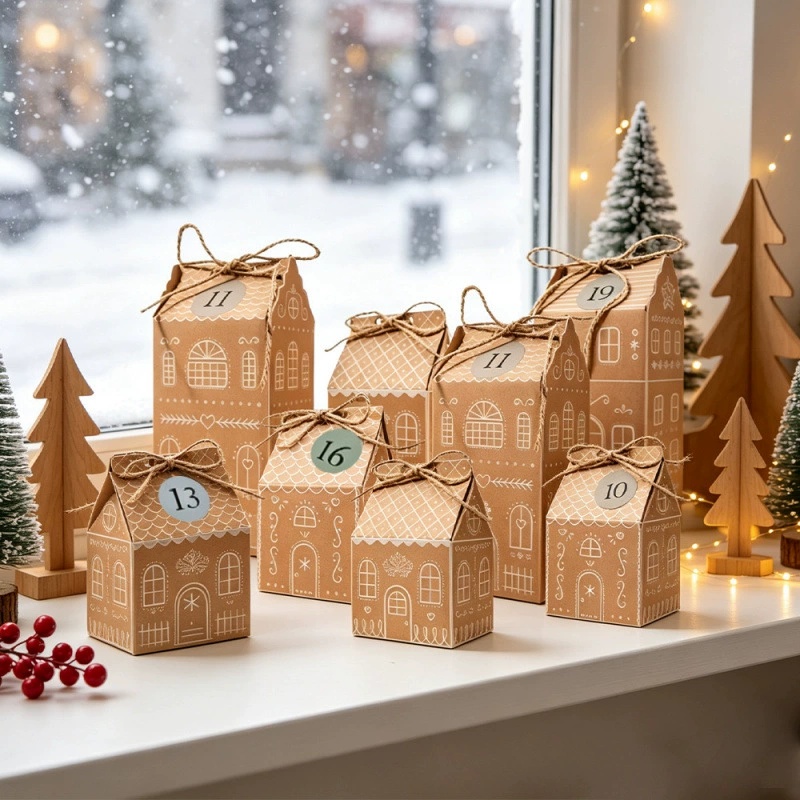 Advent Calendar Gift - Kerstcadeaudozen Adventskalender Peperkoekhuis Papieren Doos Kerstmis