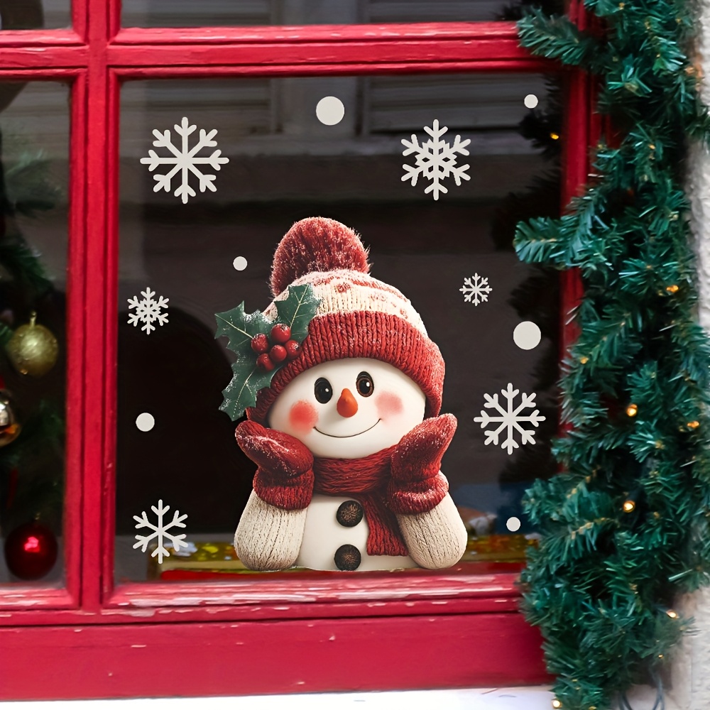 Snowflake Window Decal - 1 stks 2D Platte Lachende Sneeuwpop