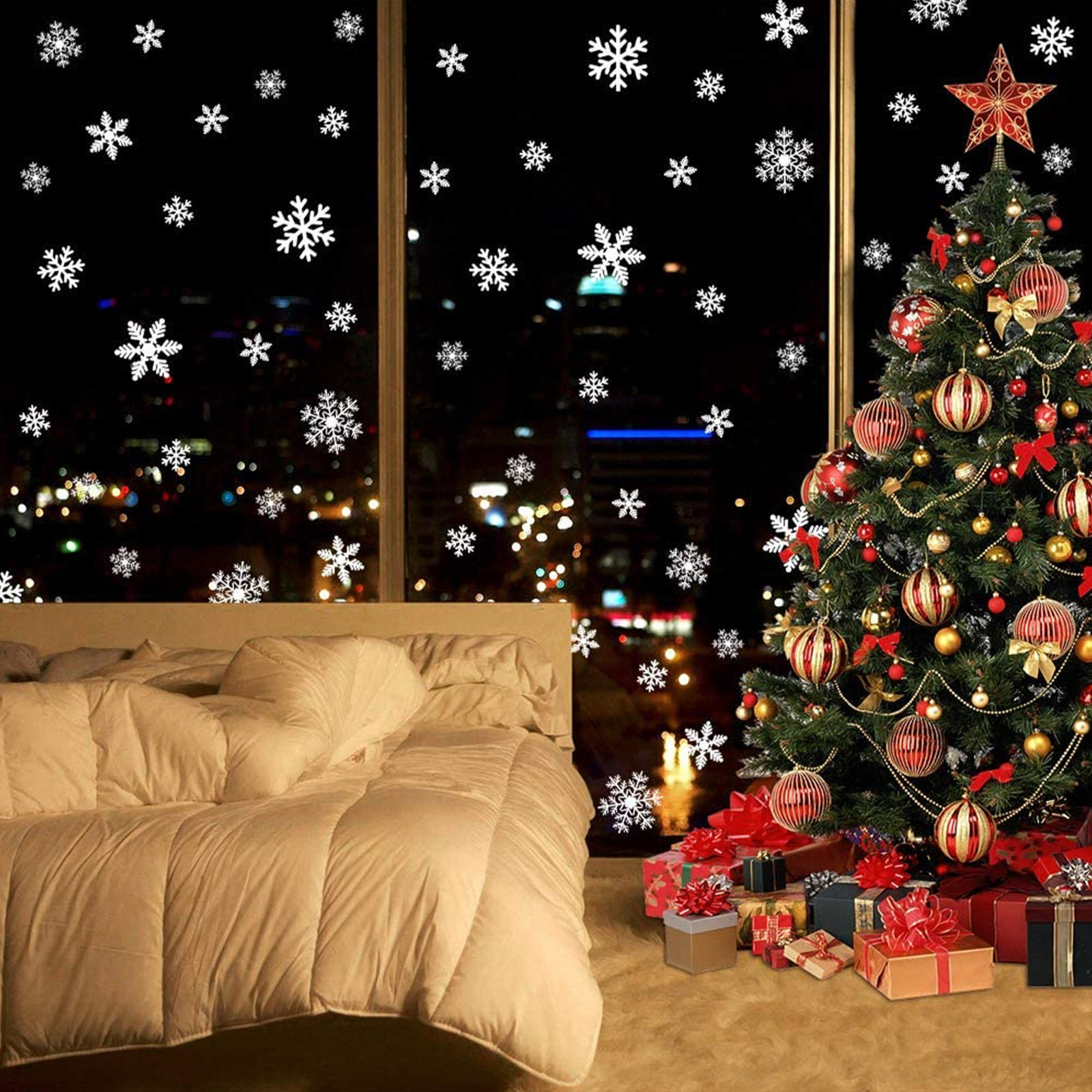 4 vellen sneeuwvlokken statisc - Snowflake Window Decal recensie en prijs